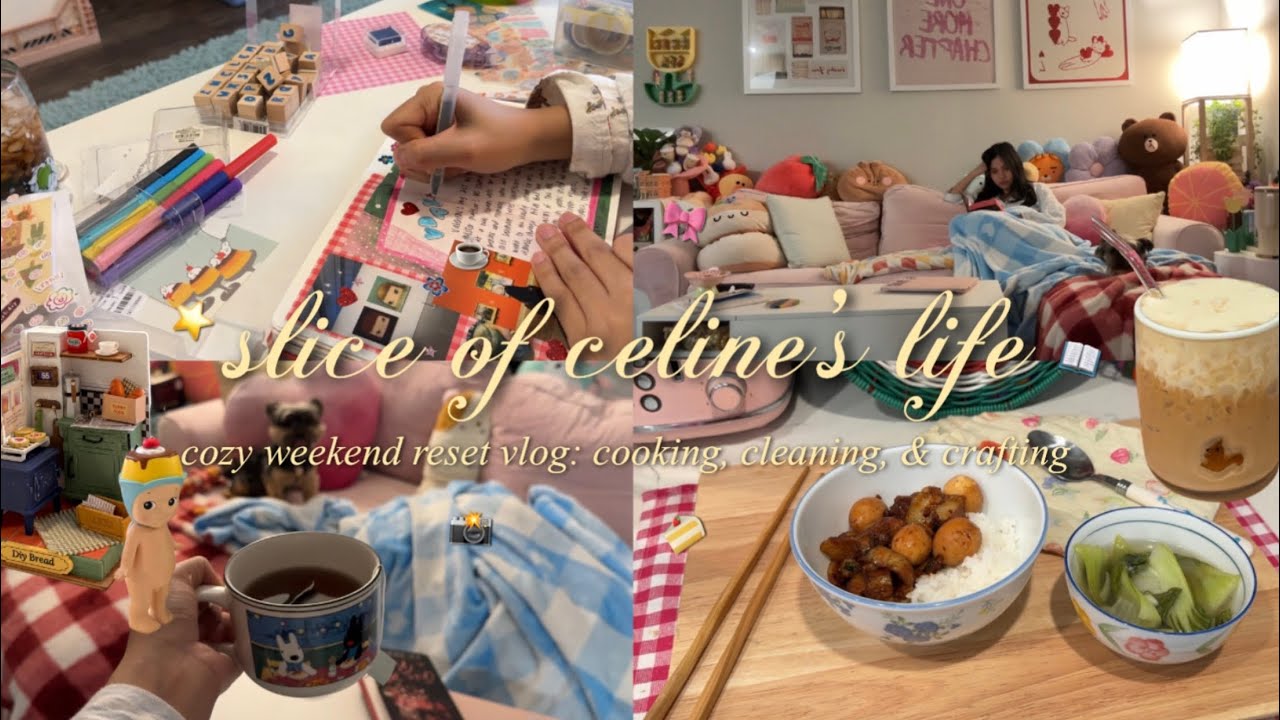 cozy weekend reset vlog ⋆·˚ ༘ * cooking, cleaning, + crafting  ✧.*