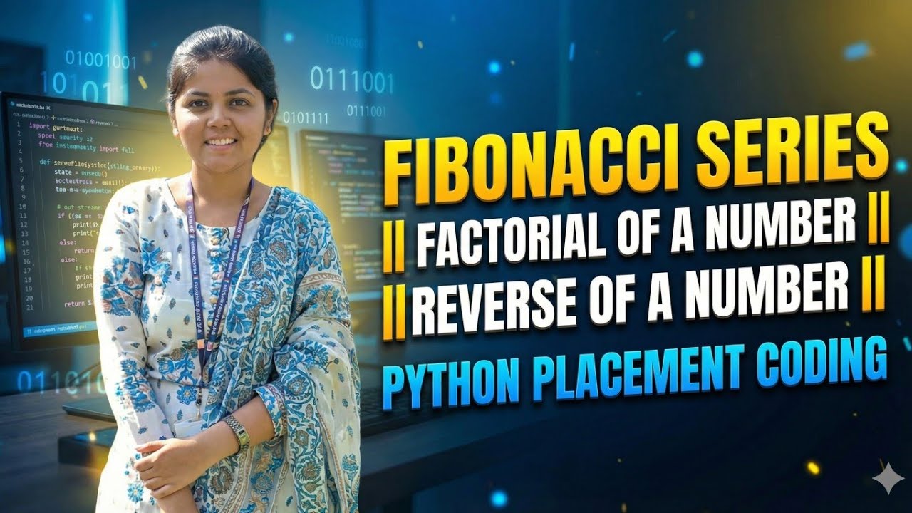 Fibonacci Series, Factorial & Reverse of a Number in Python | Placement Coding | Interview Programs