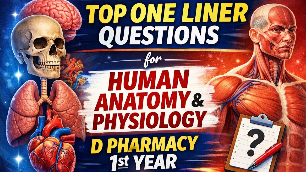 Top one liner of Human anatomy and physiology ll D pharmacy 1st year