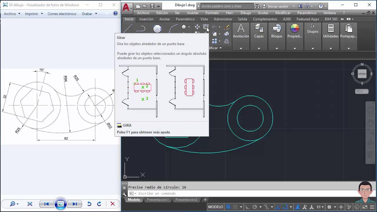 Dibujo 03 pieza mecánica en autocad 2017