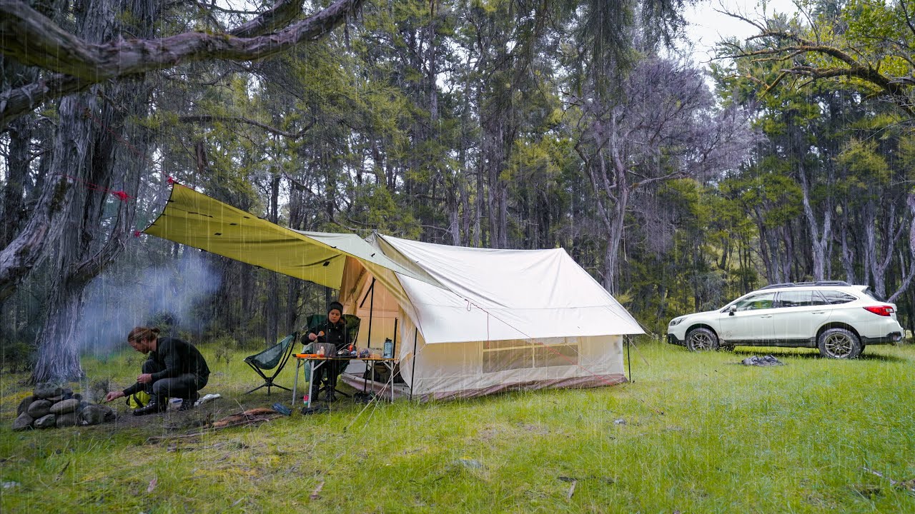 CAMPING in the Rain - Luxury Cabin Tent