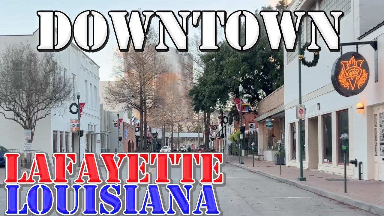 Lafayette - Louisiana - 4K Sunset Downtown Drive