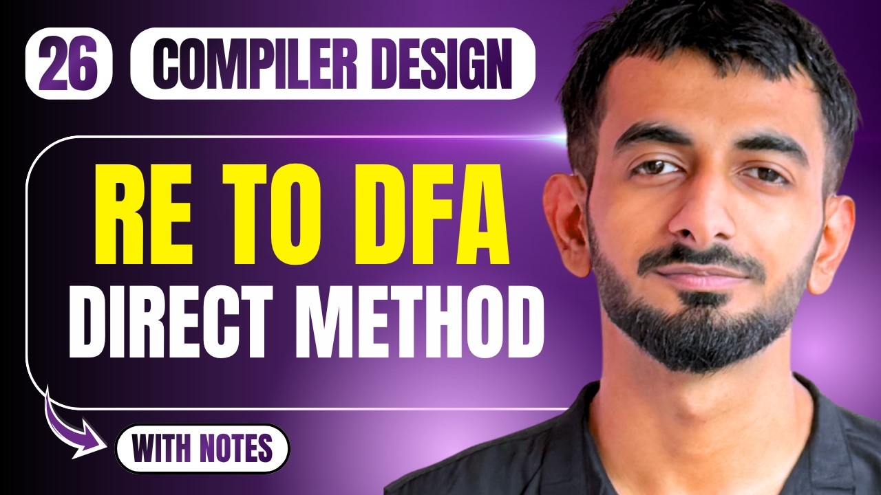 24 | RE To DFA (Direct Method) | Compiler Design | Unit 01 | Hindi
