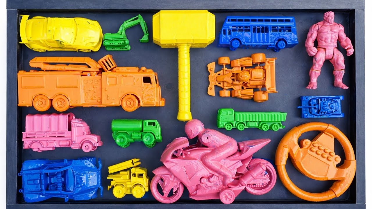 Membersihkan mainan mibil-mobilan,mobil balap,excavator,damkar,motor balap,tank baja,truk tanki