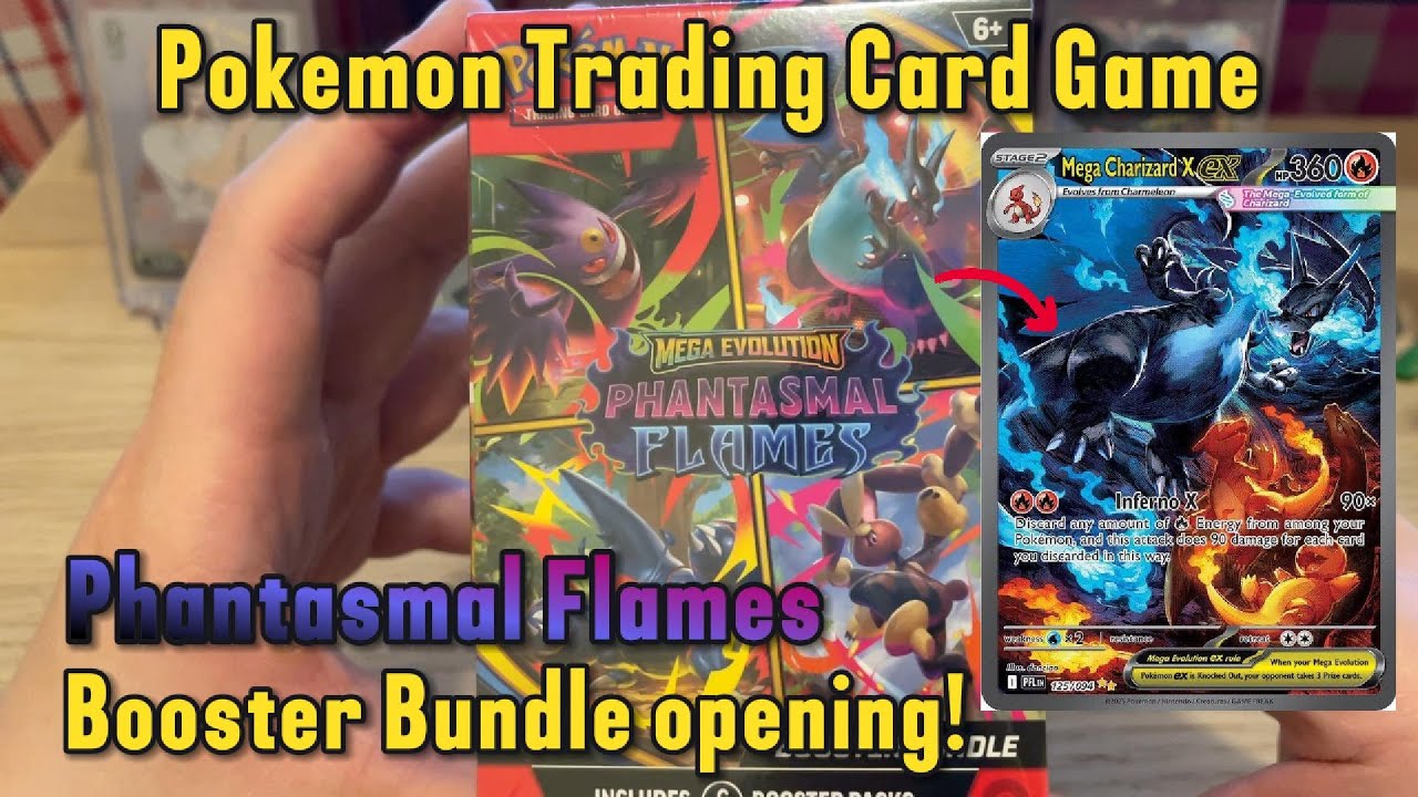 I opened a MEGA CHARIZARD booster bundle! Pokémon Trading Card Game Phantasmal Flames booster bundle
