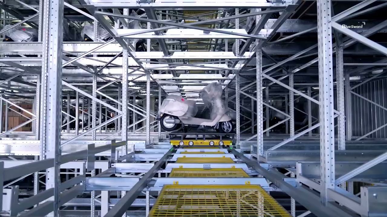 Four-Way Pallet Shuttle Solution for Large-Scale Electric Vehicle Manufacturing - AIMA - BlueSword