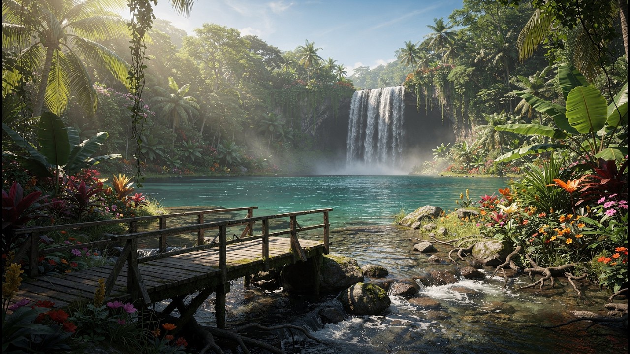 Peaceful Waterfall in the Forest | Calming Nature Sounds for Relaxation, Sleep, Study & Meditation