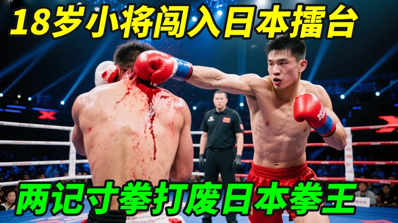 18岁小将身披五星红旗，闯入日本擂台，两记寸拳打废日本拳王！【小野格斗解说】
