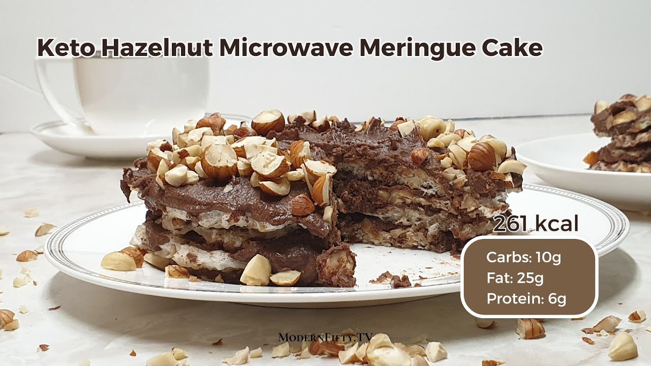 Easy Hazelnut Microwave Meringue Cake - KETO, Paleo, Low-carb #lowcarbrecipes #easydessertrecipe