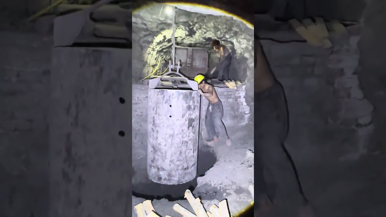 Black diamond mining from underground 3000feet using mine bucket 