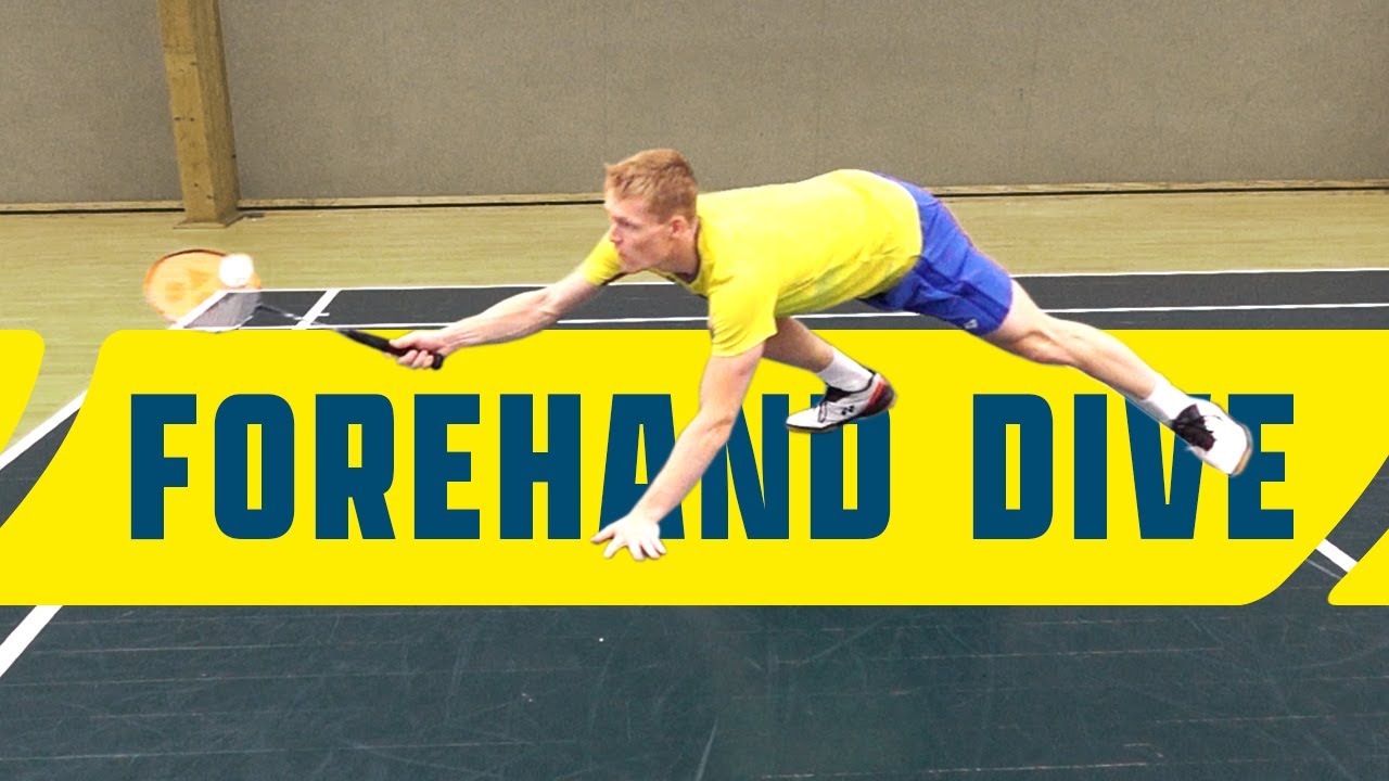 Badminton singles defense - Forehand dive