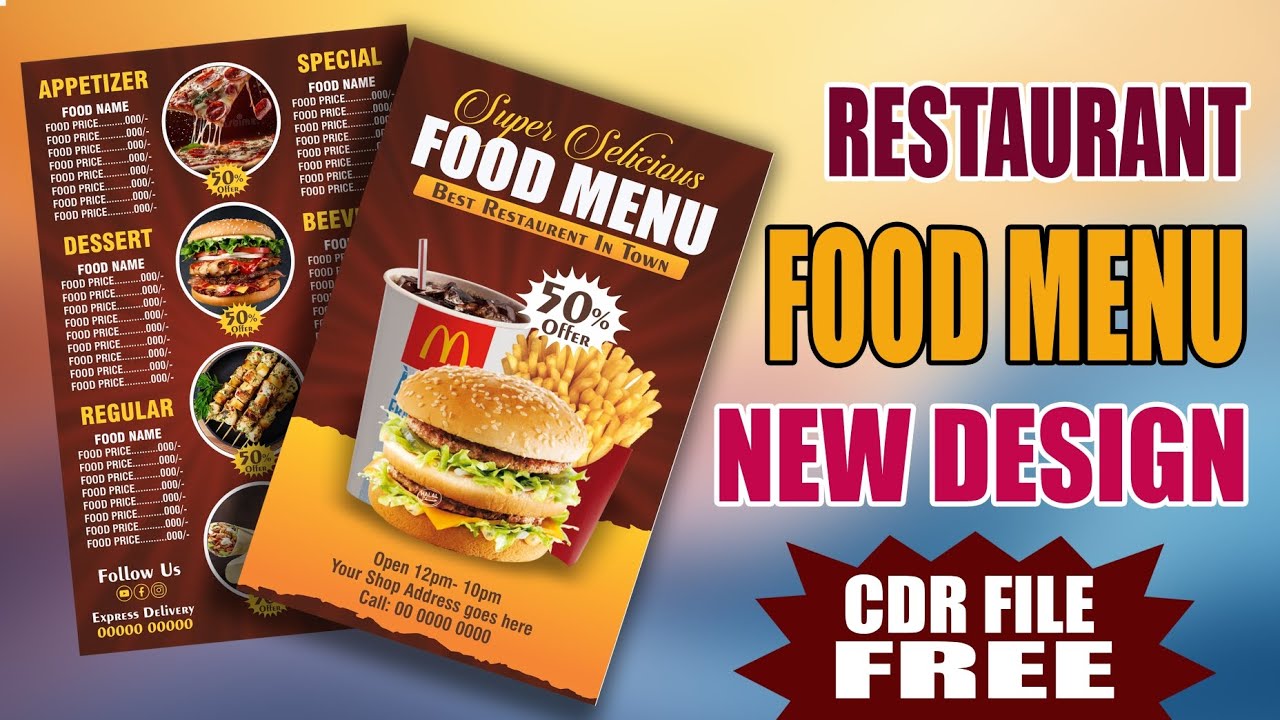 Pizza and Burger Menu Card New Design | CDR free Download | Coral DRAW Tips ✔