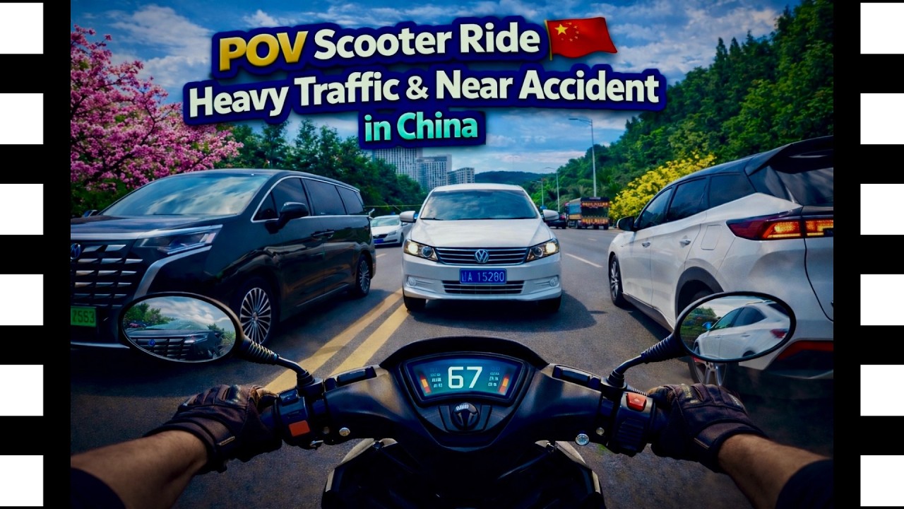 POV Scooter Ride | Heavy Traffic & Near Accident in China #pov #heavytraffic #lifestylefreestyle