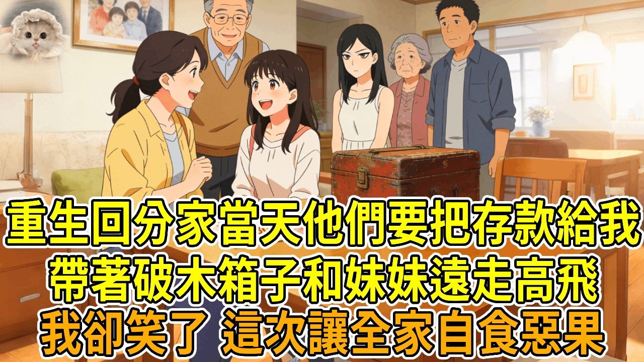 上一世，爸媽把30年存款全給妹妹，只留給我一個破木箱子，結果箱子裏全是古董，我一夜變成千萬富翁。妹妹敗光存款啃老闖禍，我不肯接濟被爸媽虐死。重生分家，他們要把存款給我，帶著破木箱子和妹妹遠走高飛，我卻