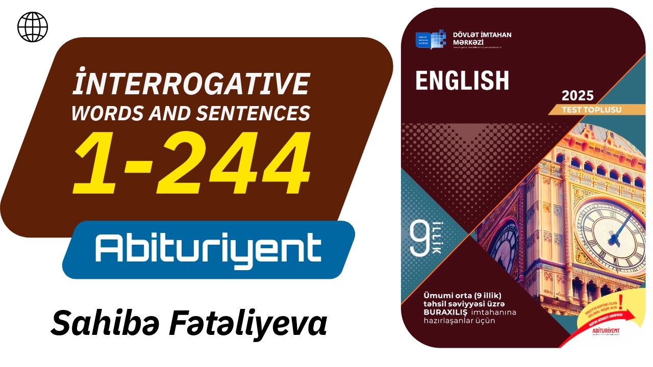 İnterrogative words and sentences 1-244 | İngilis dili test toplu 2025 | 9 illik
