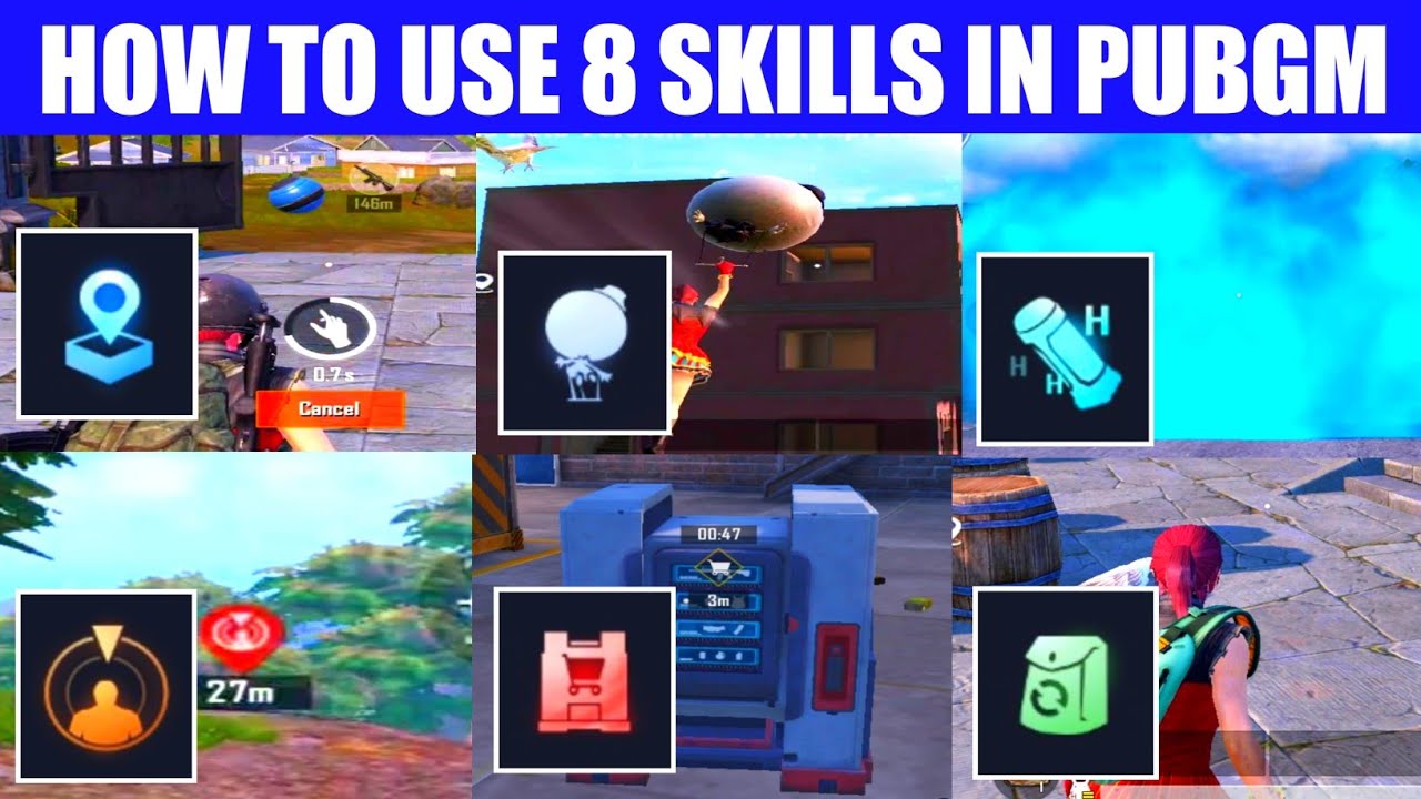 HOW TO USE 8 SKILLS IN GEAR FRONT MODE IN PUBG MOBILE😍 || TRACE, SUPPLY SCAN & HEALING SMOKE