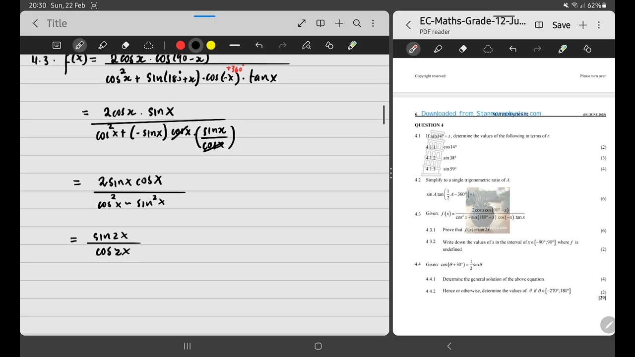 Eastern Cape Grade 12 June 2025 Trigonometry Q(4-5)