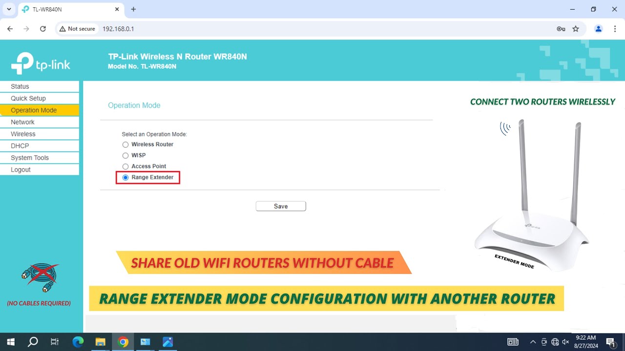 Connect two Routers wirelessly without Cable | Setup as Wi-Fi Range Extender at TP-link TL-WR840N