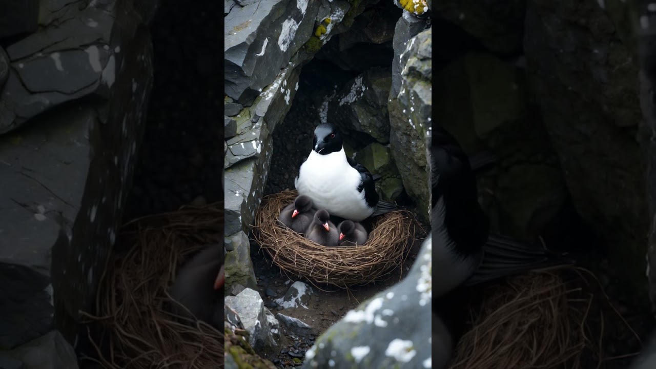 Black Guillemot Nest Hidden in Coastal Stone #guillemot #birds #wildlife #birdnest #nature #aiart