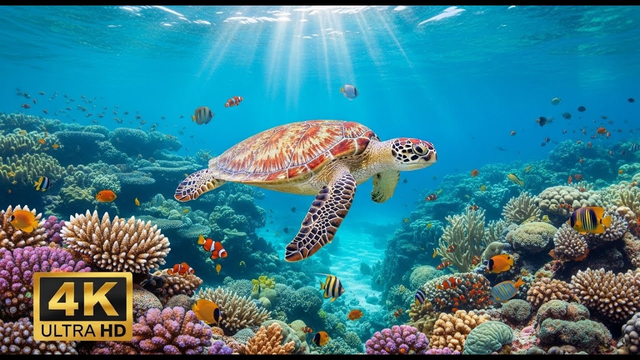 🐠 Aquarium Relaxation Video 4K – Peaceful Coral Reef Fish with Ambient Music