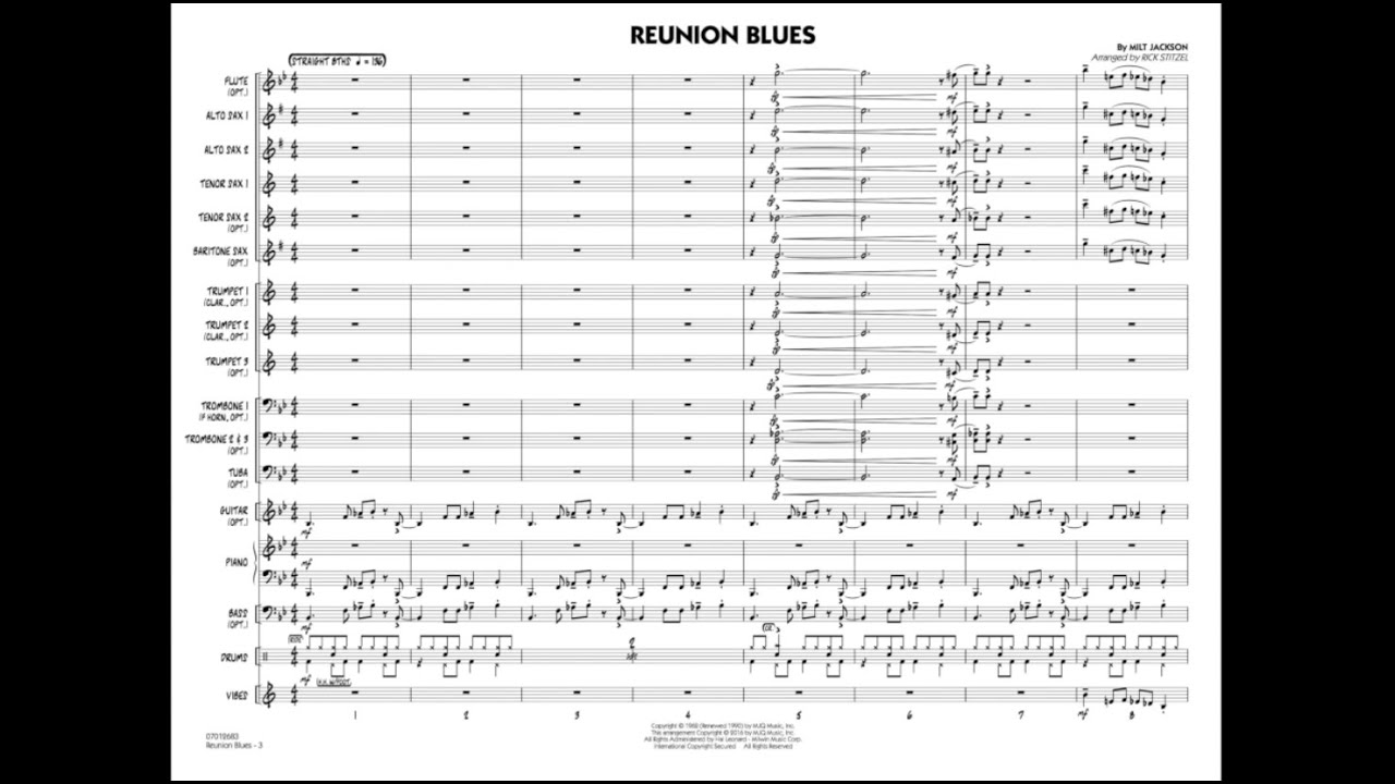 Reunion Blues by Milt Jackson/arr. Rick Stitzel