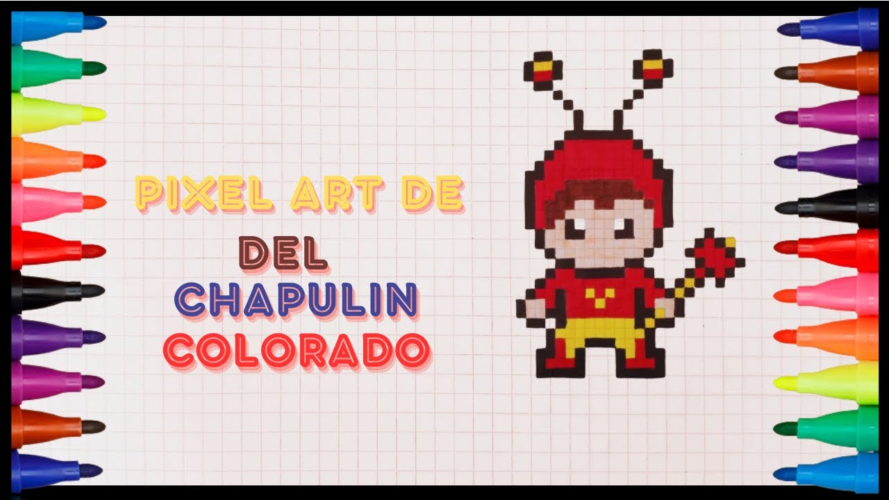 Como dibujar al CHAPULIN COLORADO en pixel art Tutorial paso a paso#como#drawing#pixelart#arttutoria