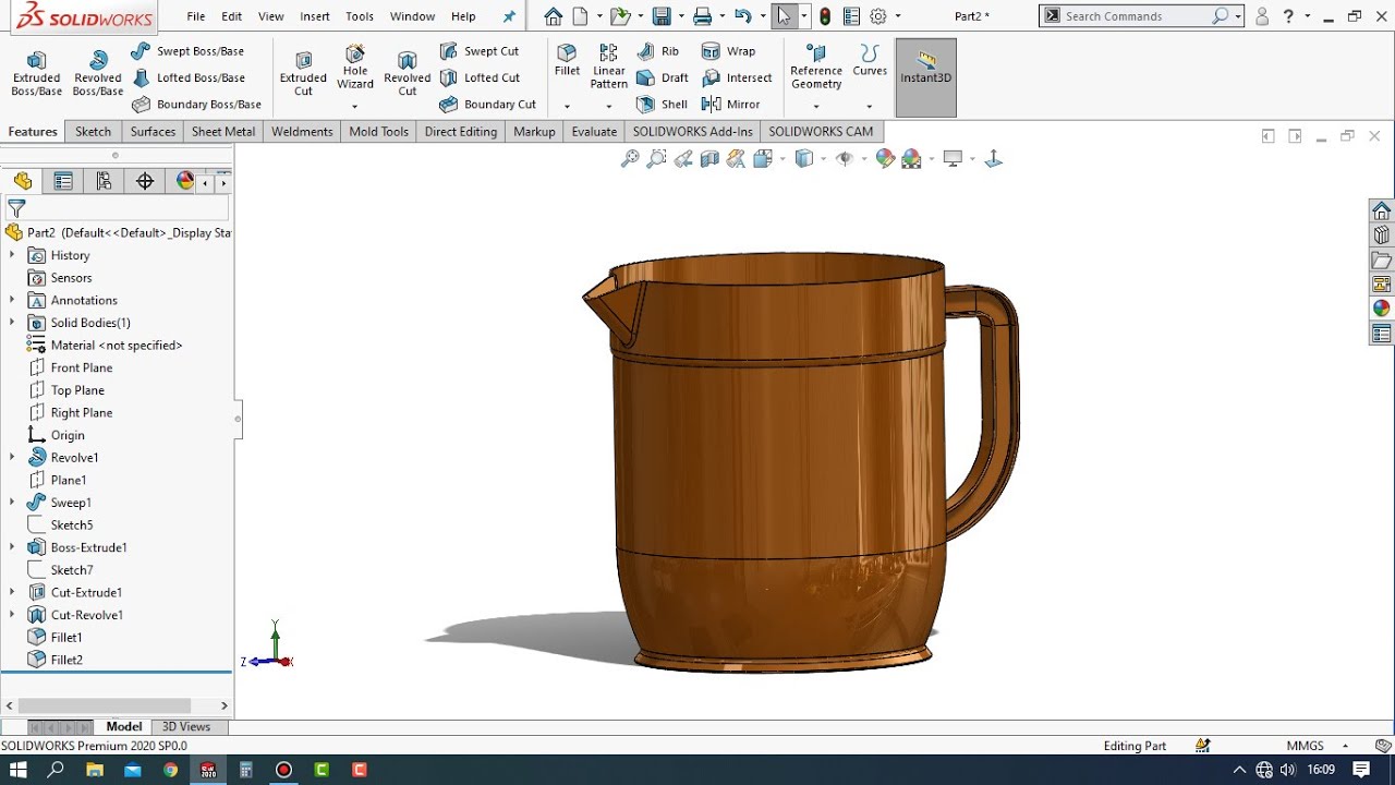 solidworks tutorial swept boss for beginners