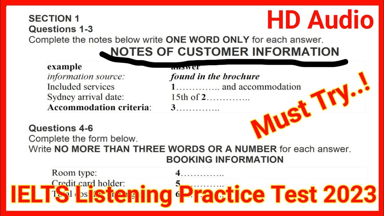 Notes on customer's information IELTS Listening | IELTS Listening practice test 2023 with answers