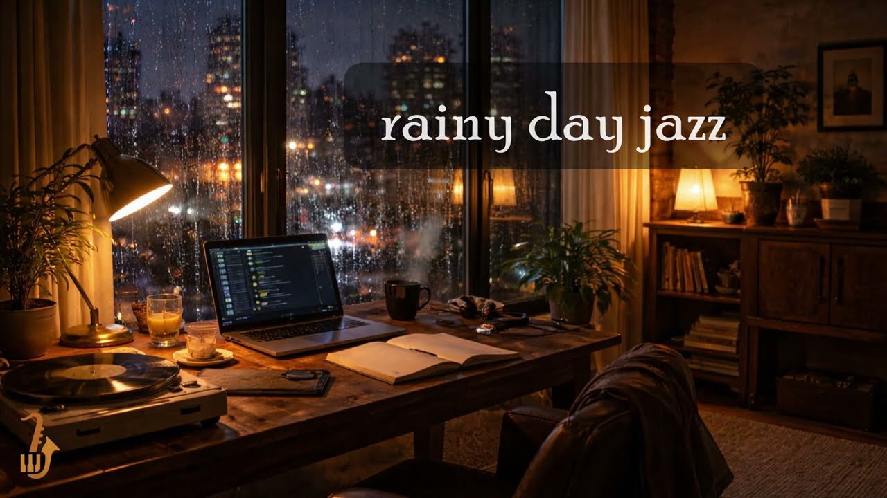 Midnight Rain & Soft Jazz l Calm Evenings for Work & Reflection