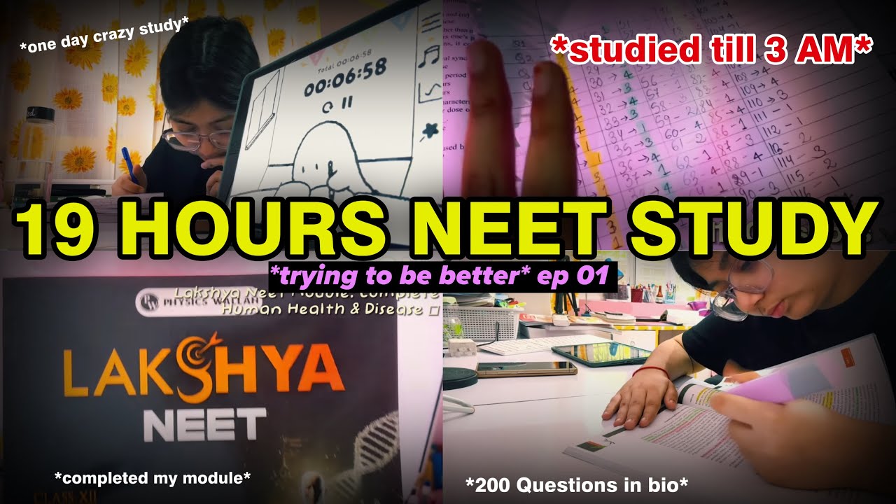 19 hours of NEET study vlog🍄📚 200+ Questions a day+ studied till 3 AM🌶️|| Divyanshi Jha
