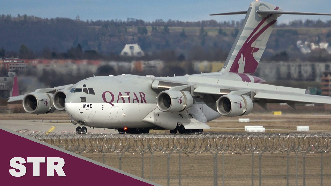 RARE Qatar Emiri Air Force C-17 Globemaster III at Stuttgart Airport!