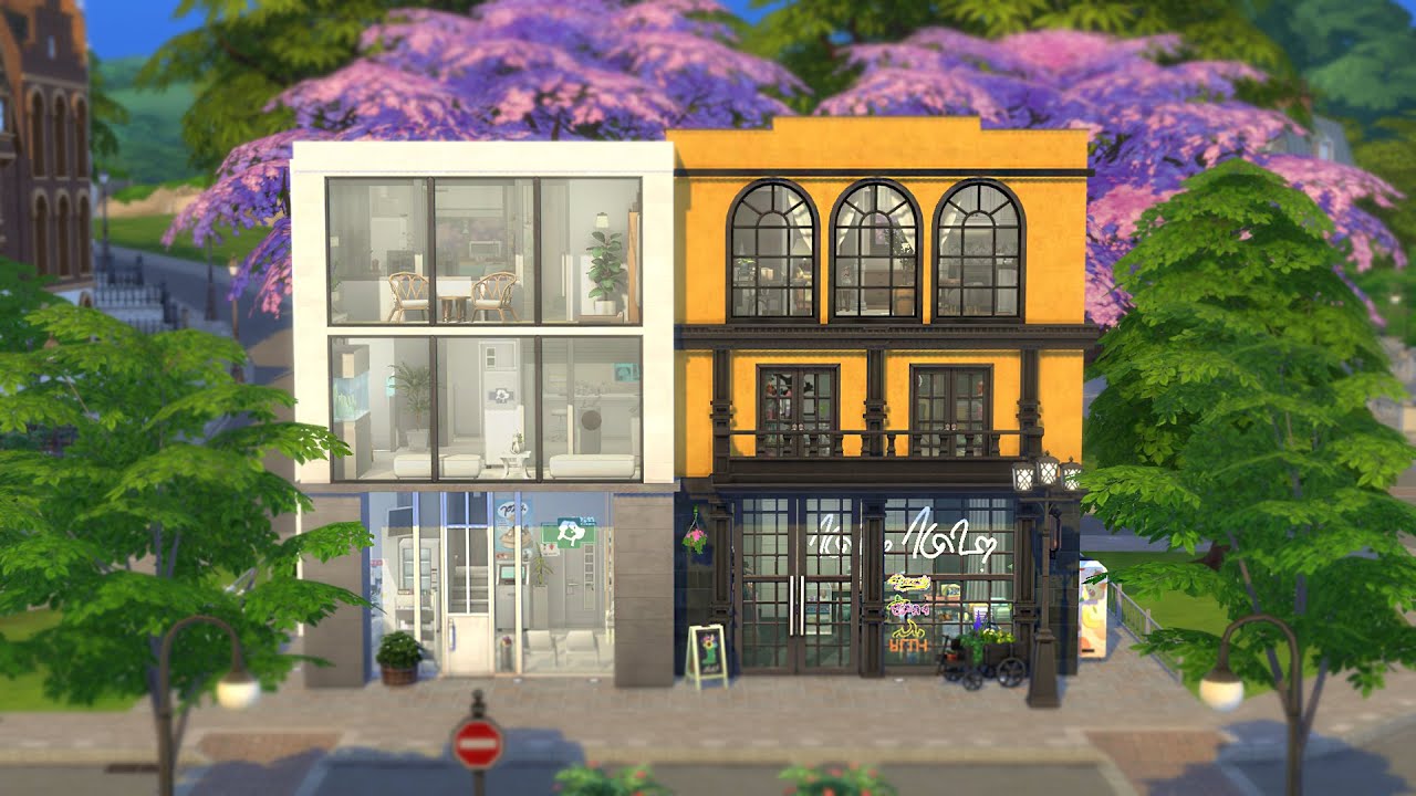 Townhouse + Thrift store + Vet | Stop Motion build | The Sims 4 | NO CC