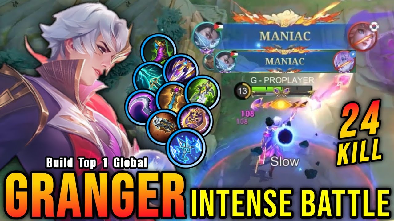 24 Kills + 2x MANIAC!! Intense Battle Granger Late Game Monster - Build Top 1 Global Granger ~ MLBB