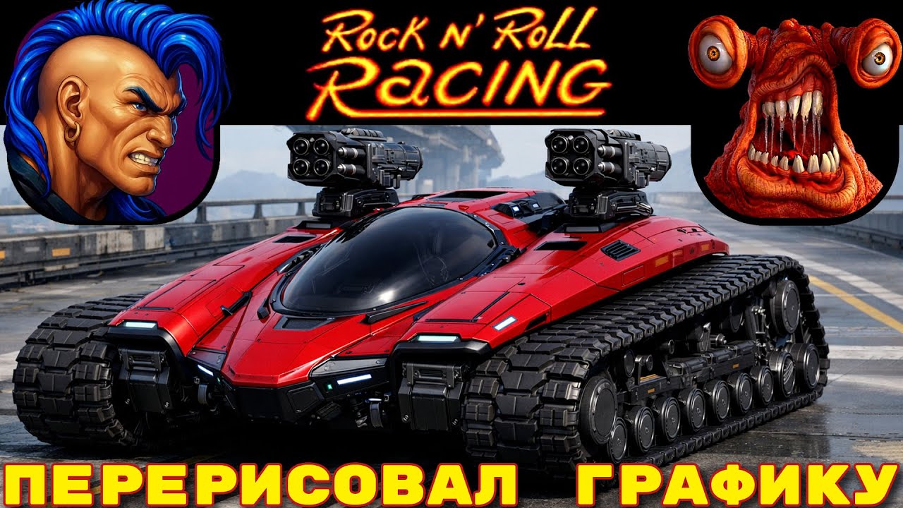 Перерисовал графику игры Rock n' Roll Racing🤘🔥