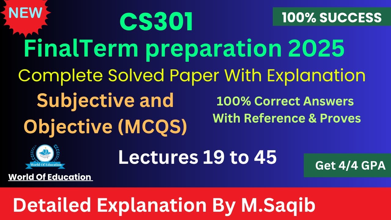 cs301 final term preparation 2025 || cs301 final term current paper 2025 || cs301 final term mcqs