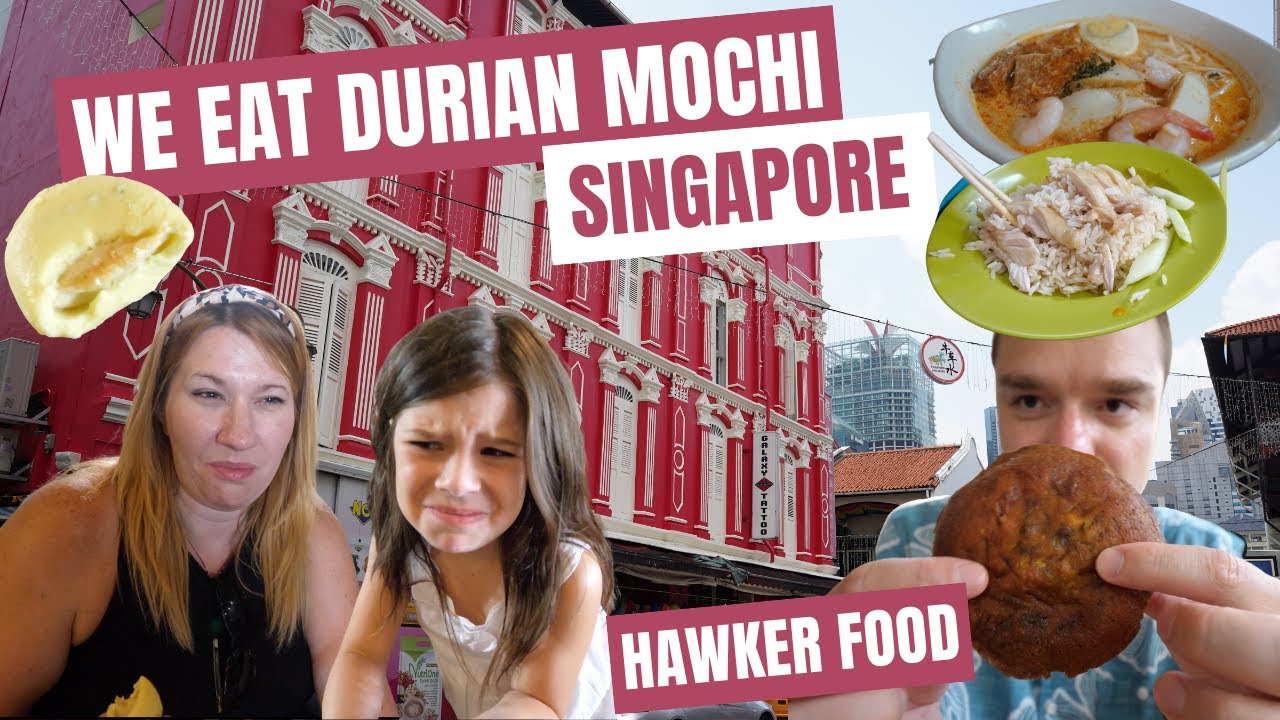 We Try Crazy Stinky Durian Mochi & Hawker Street Food at Maxwell Food Centre in ChinaTown Singapore