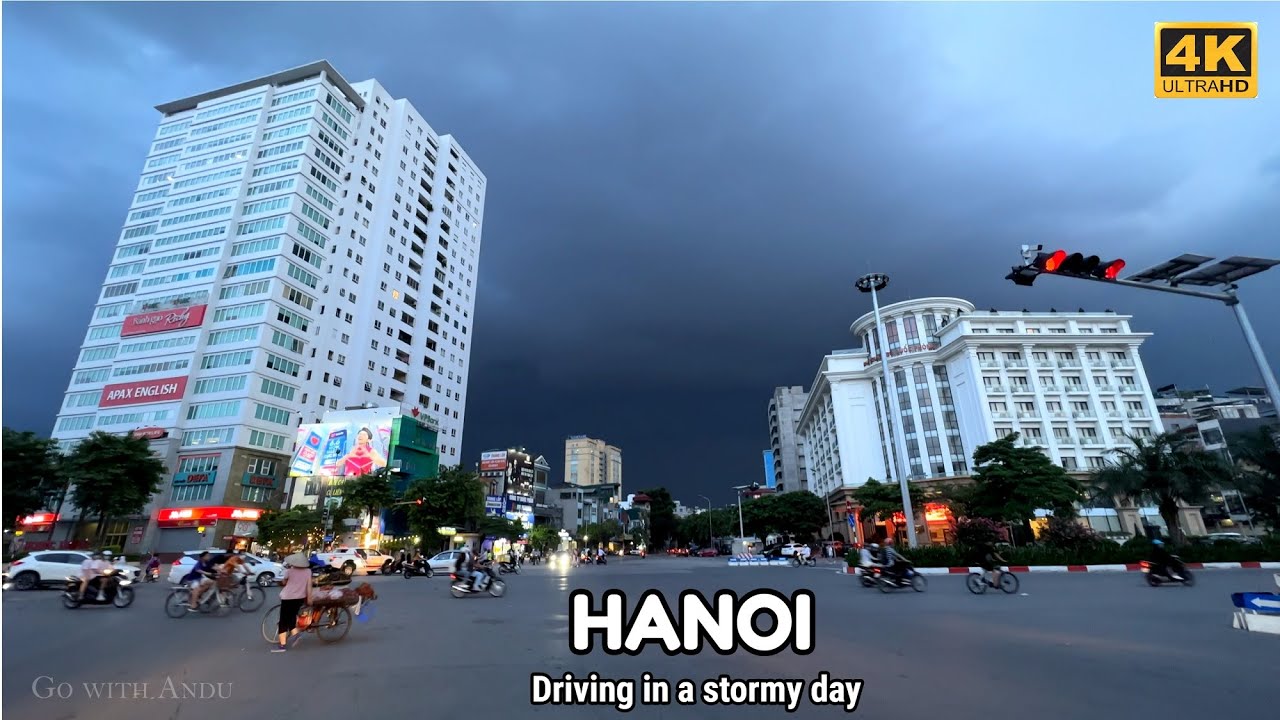 Driving in a stormy day in Hanoi city - Capital of Vietnam I Hanoi, Vietnam