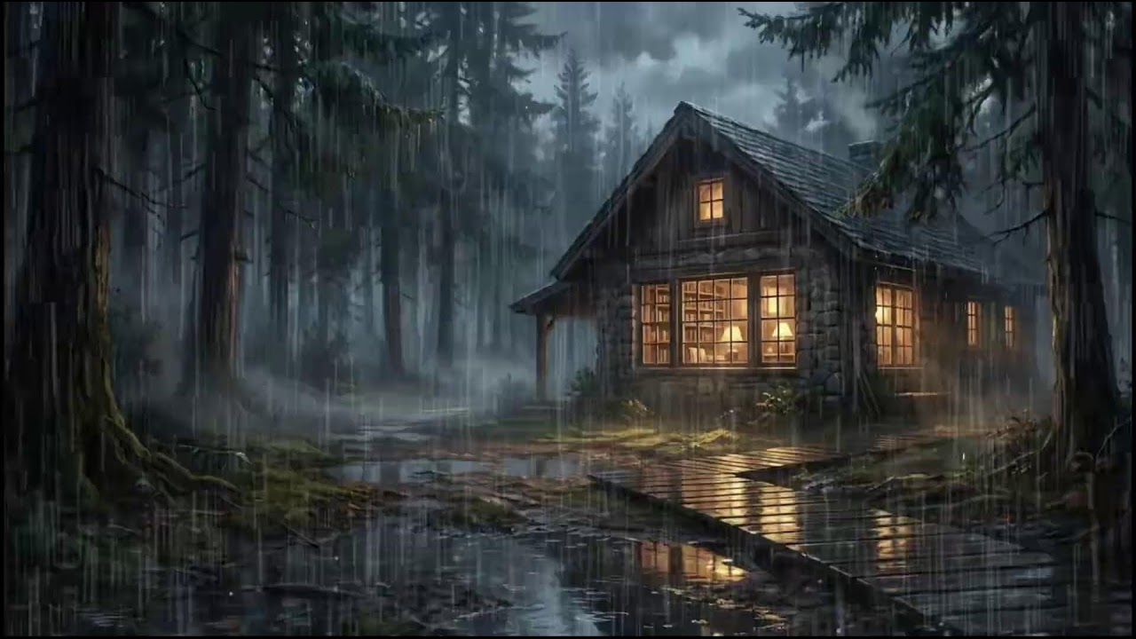 Night in a Forest Cabin 🌧️ Gentle Rain Sounds for Relaxation, Sleep, and Insomnia Relief