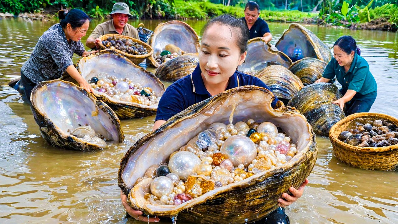 Harvesting bamboo shoots, catching giant snails to sell at the market, cooking, taking care of pets