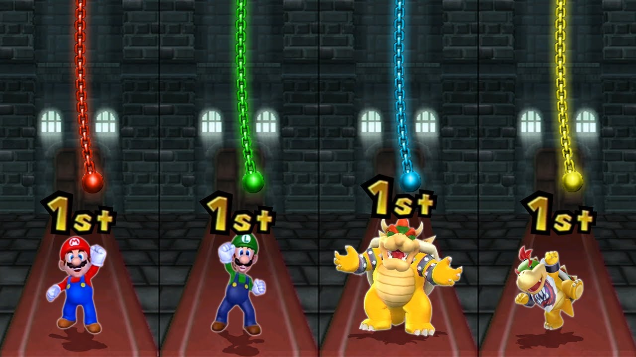 Mario Party 9 MiniGames - Mario Vs Luigi Vs Bowser Jr Vs Bowser (Master Cpu)