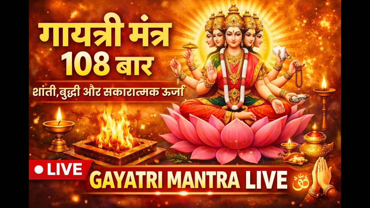 🔴 #LIVE: गायत्री मंत्र 108 बार | Gayatri Mantra Live | शांति, बुद्धि व सकारात्मक ऊर्जा 🌼🙏