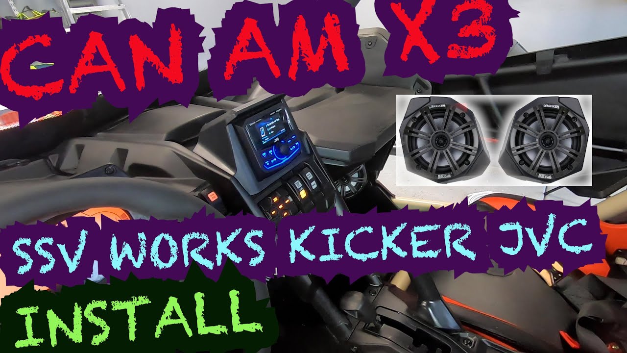 Модуль динамиков SSV Works с медиа-ресивером JVC MR1 и динамиками Kicker для Can-Am Maverick X3