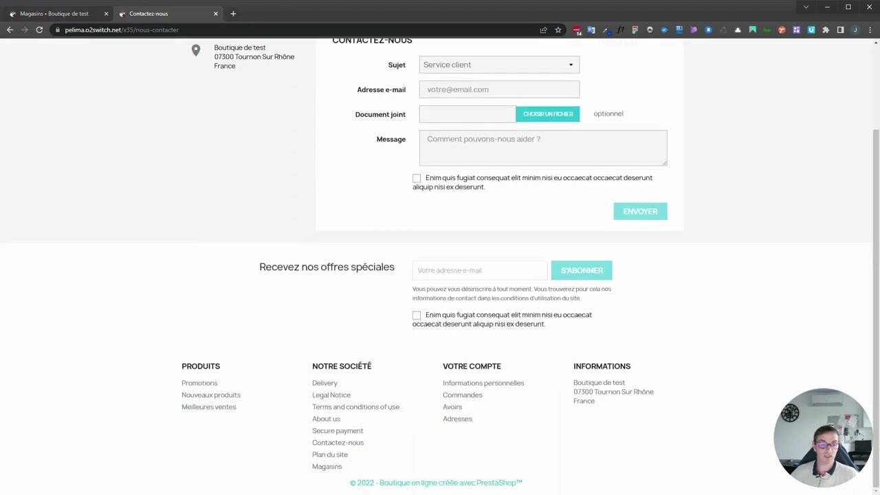 Paramétrer le formulaire de contact et d'inscription dans PrestaShop 1.7