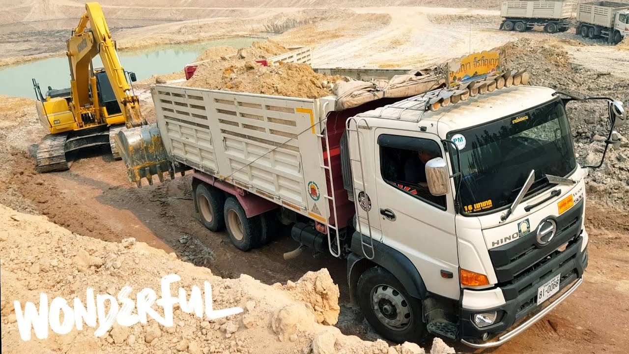 พลาดได้ไง 🔰🔰🔰 รถแบ็คโฮ KOMATSU PC 200-8 M0 สโลว์เหลืองออกโรง HINO VICTOR 380 เสียเชิง 344 🤣🤣🤣