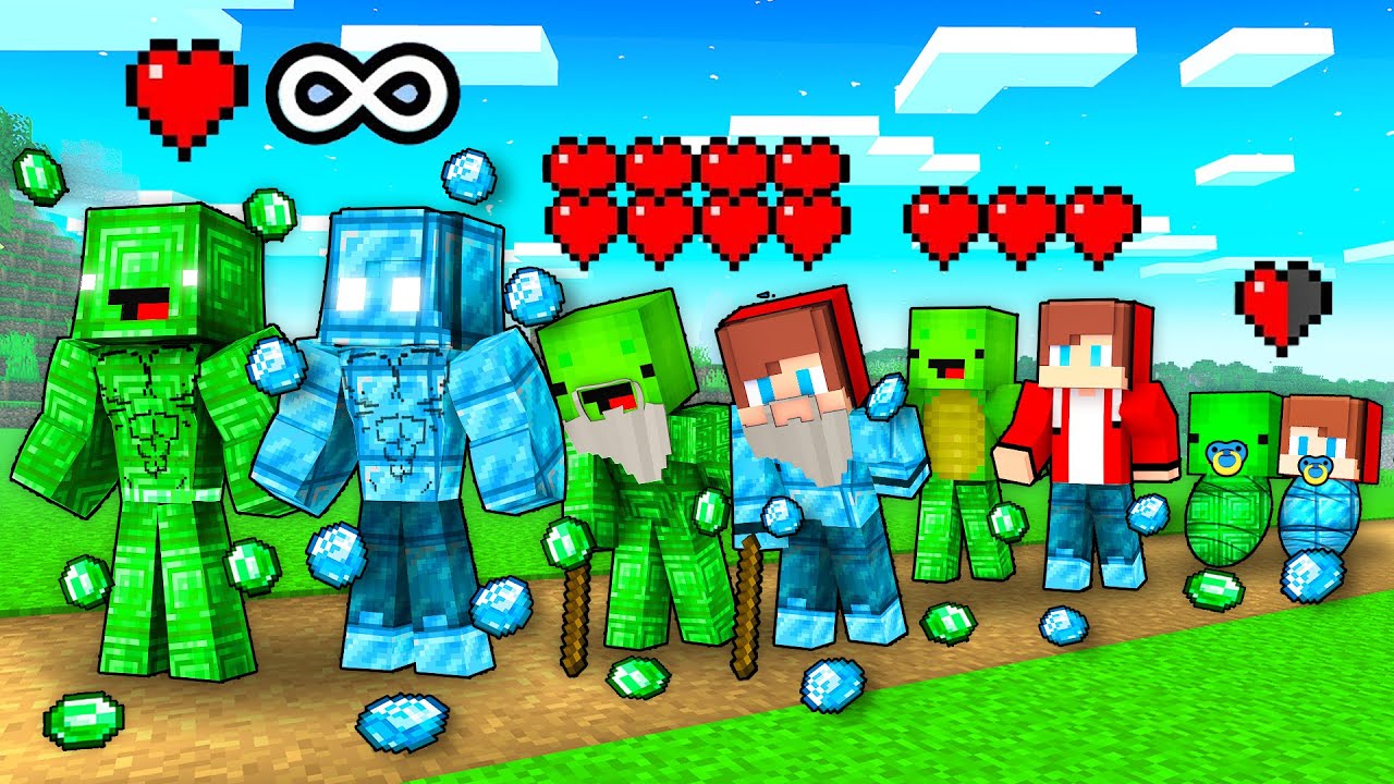 Mikey EMERALD and JJ DIAMOND Life Cycle Evolution in Minecraft - Maizen