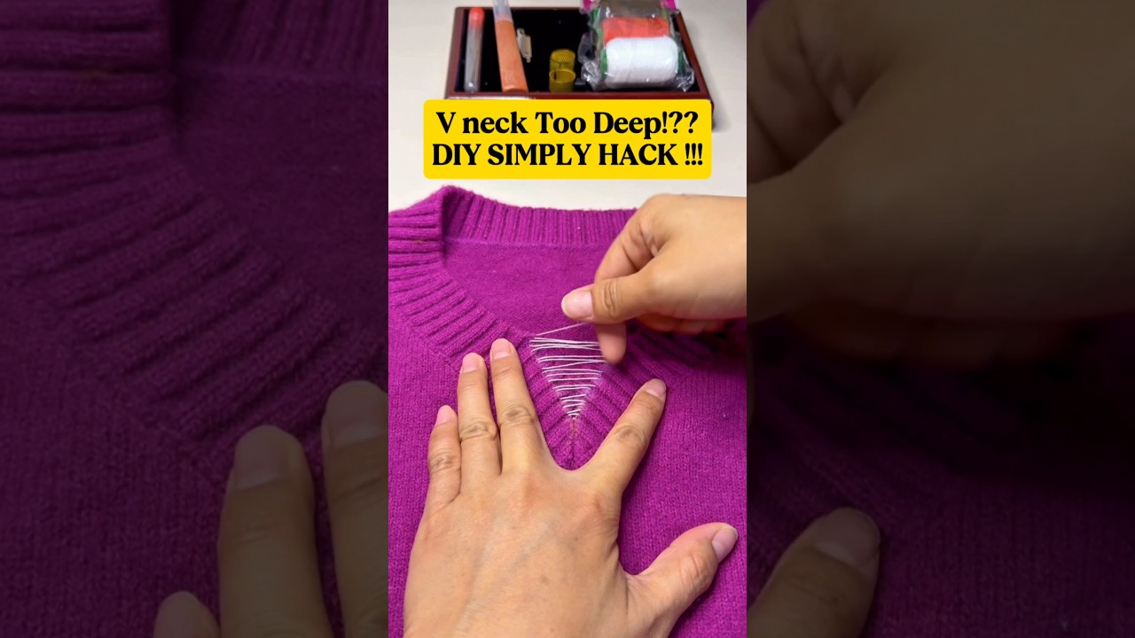 DIY Neckline Hack How to Fix a Loose V-Neck Without Cutting | Beginner-Friendly Sewing Trick #short