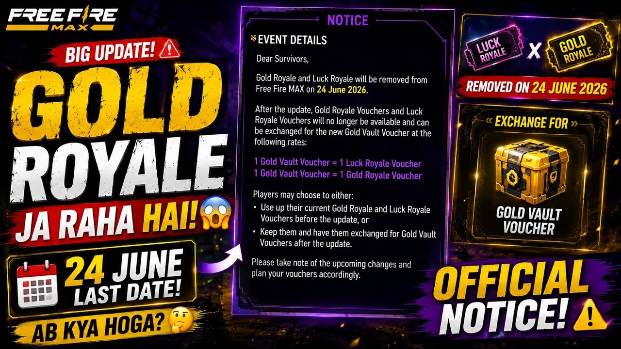 🔥 Gold Royale Ja Raha Hai! Official Notice Aa Gaya 😱 Free Fire MAX 🔥#ffshorts #freefire #ffnotice
