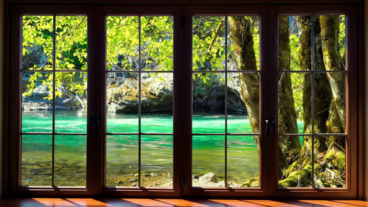 Nature Window View with River Sounds | Calming Forest Ambience for Sleep & Focus 🌄