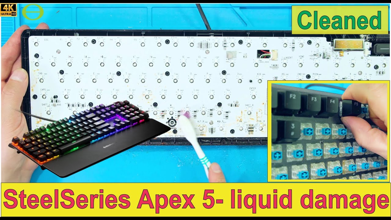 How to disassemble the SteelSeries Apex5 keyboard to clean it after liquid damage