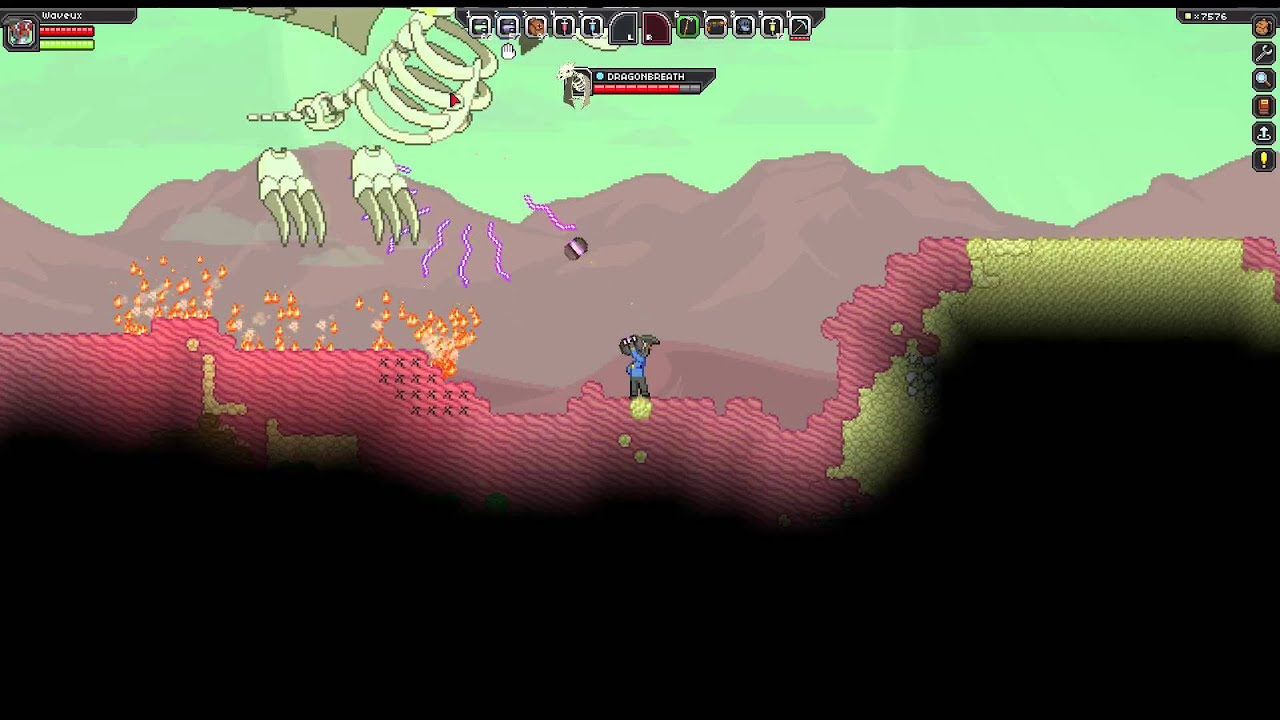 Starbound - Bone Dragon Boss Fight